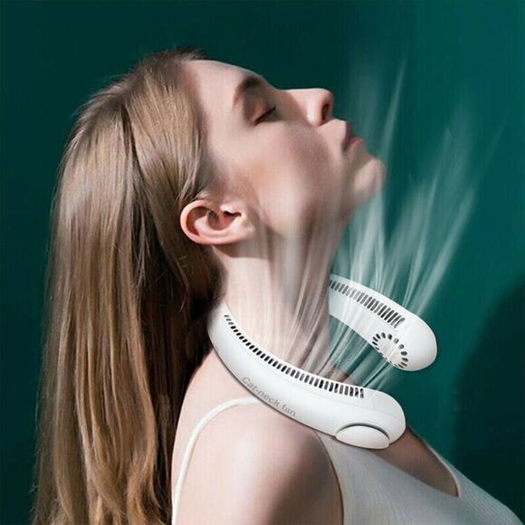 Portable Bladeless Personal Neck Cooler Rechargeable Neck Hanging Fan White New - Picture 9 of 9